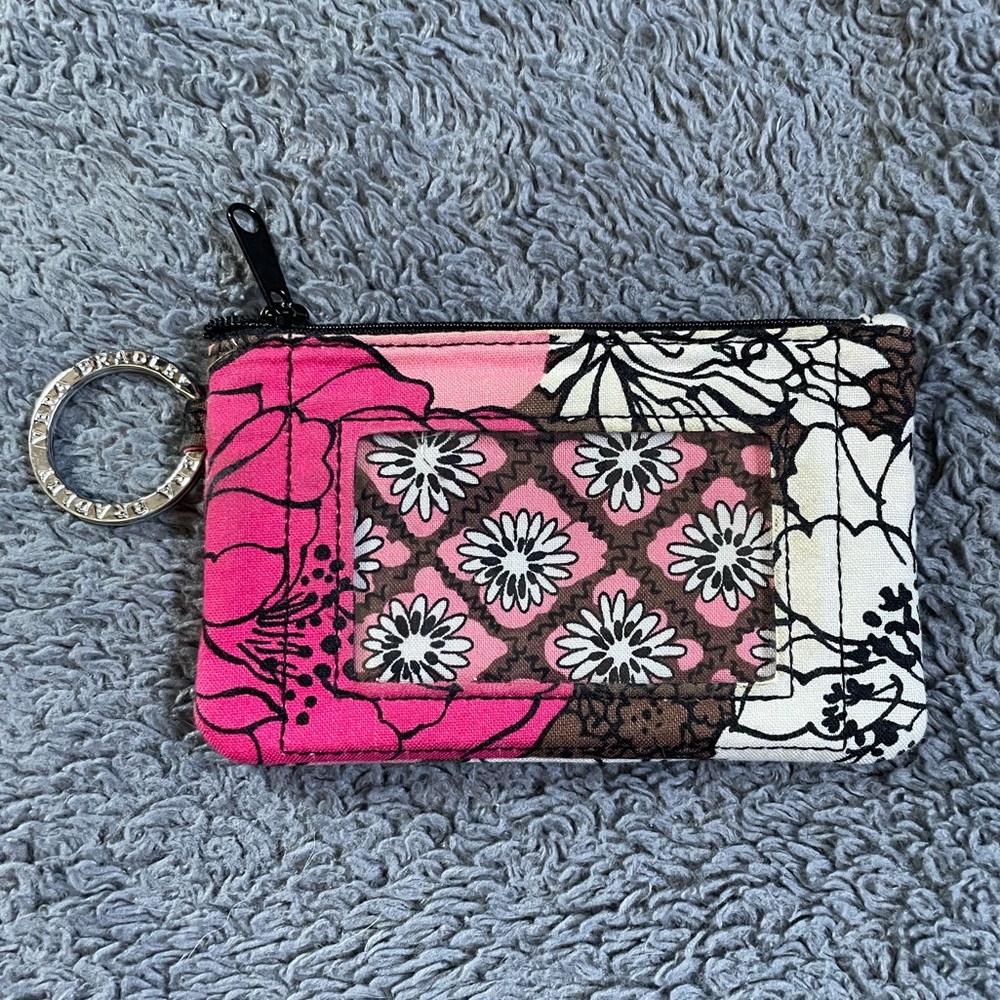 Vera Bradley Zip ID Case - RETIRED Mocha Rouge pattern